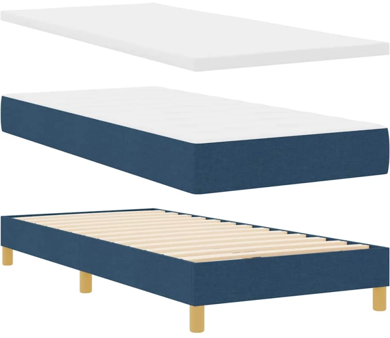 vidaXL Κρεβάτι με Στρώμα σε Μπλε, 90x200 εκ., Υφασμάτινο