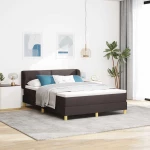 vidaXL Κρεβάτι Box Spring με Στρώμα Σκούρο Καφέ 140x190 εκ. Υφασμάτινο
