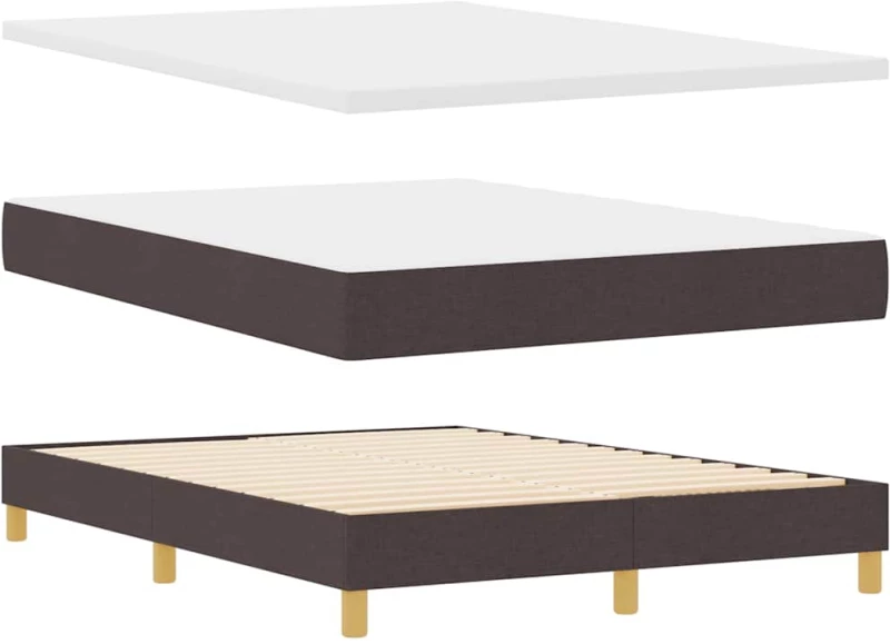 vidaXL Κρεβάτι Box Spring με Στρώμα Σκούρο Καφέ 140x190 εκ. Υφασμάτινο