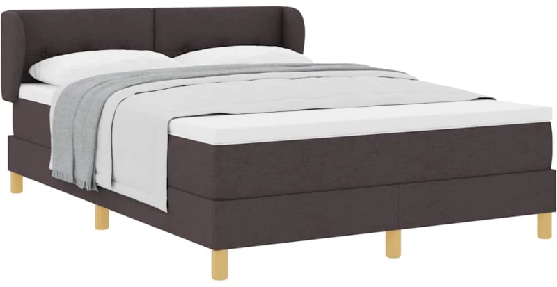 vidaXL Κρεβάτι Box Spring με Στρώμα Σκούρο Καφέ 140x190 εκ. Υφασμάτινο