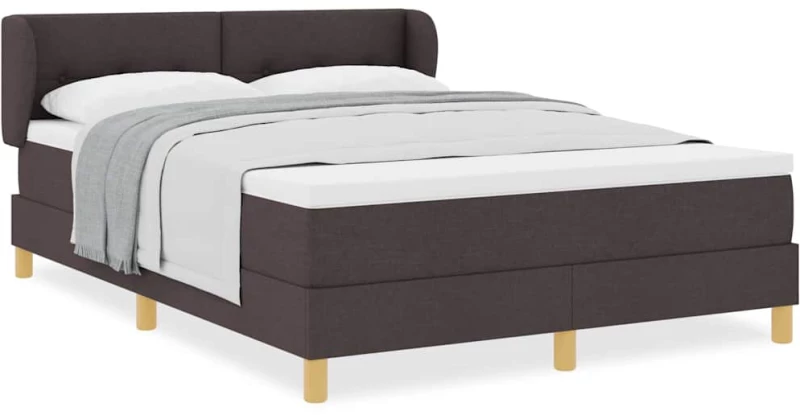 vidaXL Κρεβάτι Box Spring με Στρώμα Σκούρο Καφέ 140x190 εκ. Υφασμάτινο