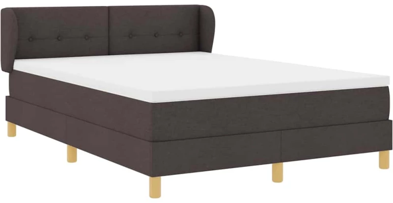 vidaXL Κρεβάτι Box Spring με Στρώμα Σκούρο Καφέ 140x190 εκ. Υφασμάτινο