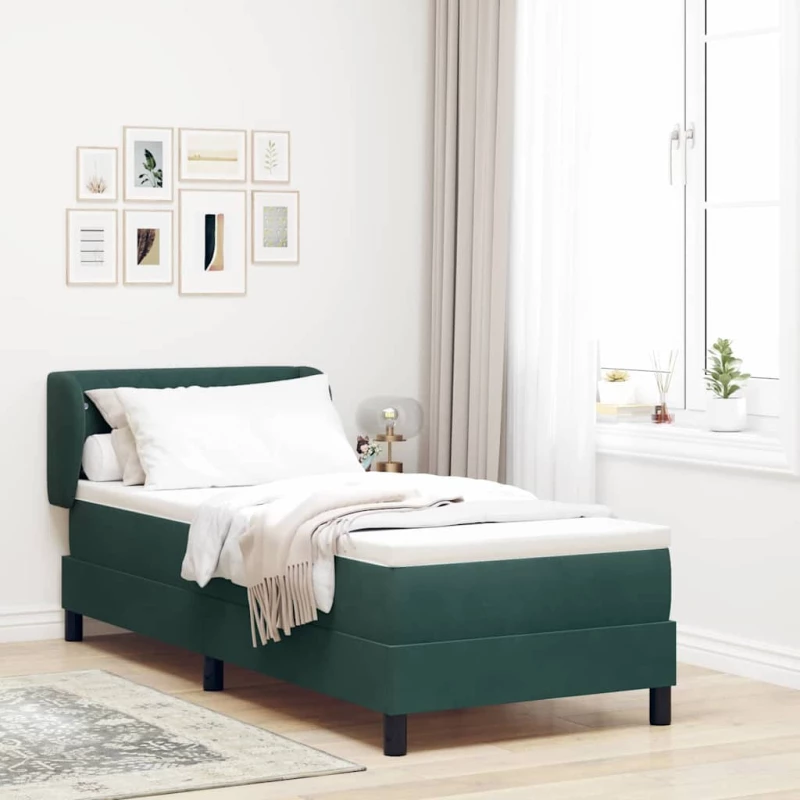 vidaXL Κρεβάτι Box Spring με Στρώμα Σκούρο Πράσινο 80x200 εκ Βελούδινο
