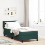 vidaXL Κρεβάτι Box Spring με Στρώμα Σκούρο Πράσινο 80x200 εκ Βελούδινο