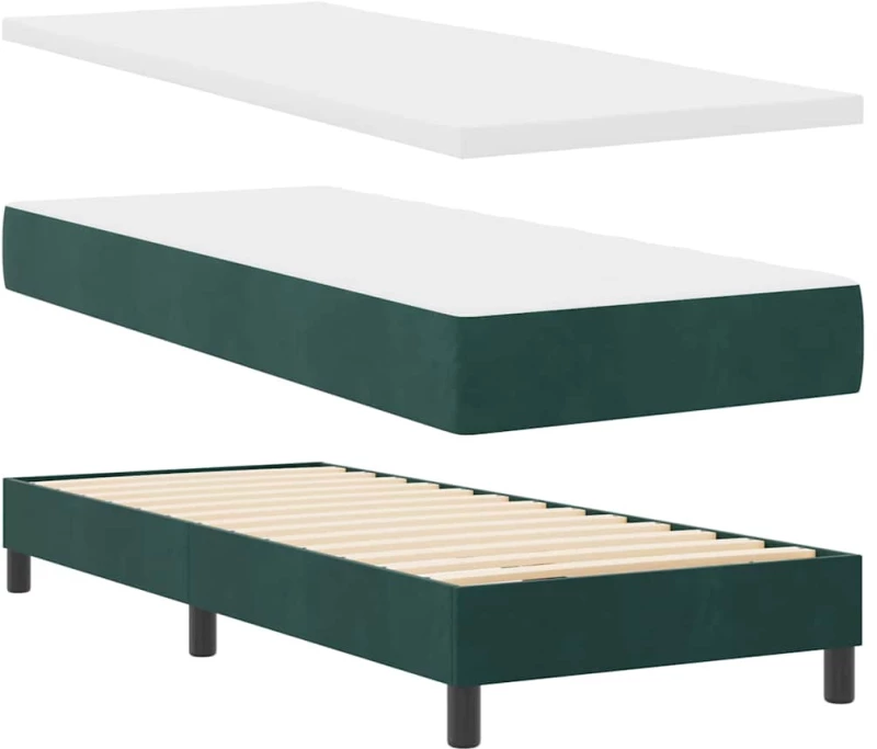 vidaXL Κρεβάτι Box Spring με Στρώμα Σκούρο Πράσινο 80x200 εκ Βελούδινο