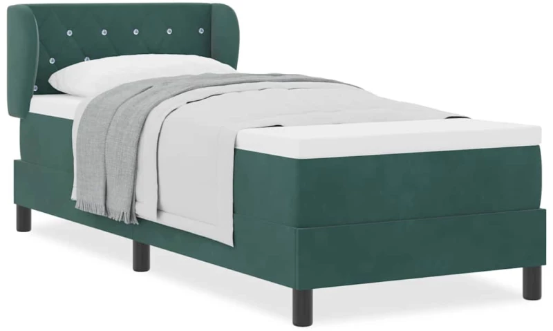 vidaXL Κρεβάτι Box Spring με Στρώμα Σκούρο Πράσινο 80x200 εκ Βελούδινο
