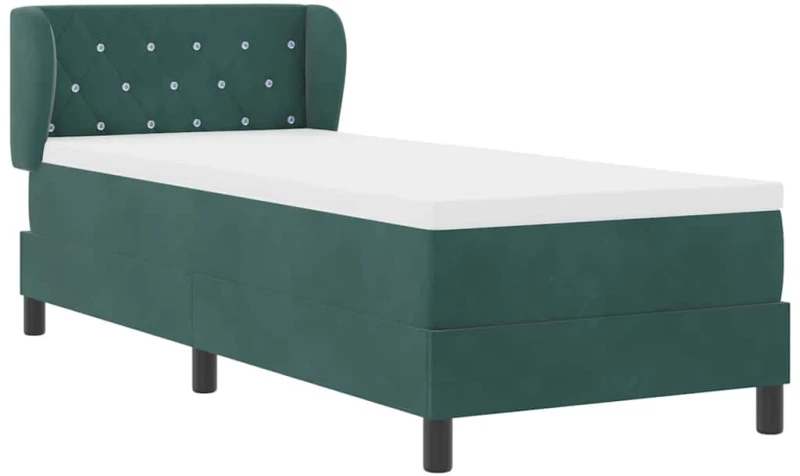 vidaXL Κρεβάτι Box Spring με Στρώμα Σκούρο Πράσινο 80x200 εκ Βελούδινο