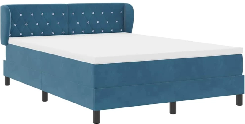 vidaXL Κρεβάτι Box Spring με Στρώμα σε Σκούρο Μπλε 160x200 εκ. από Βελούδο