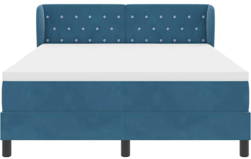 vidaXL Κρεβάτι Box Spring με Στρώμα σε Σκούρο Μπλε 160x200 εκ. από Βελούδο