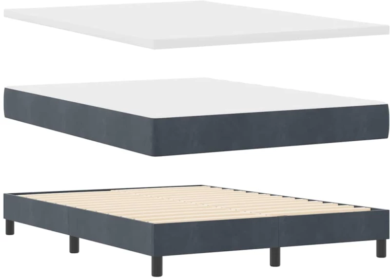 vidaXL Κρεβάτι Box Spring με Στρωση Στρώμα Σκούρο Γκρι 160x200 εκ. Βελούδο