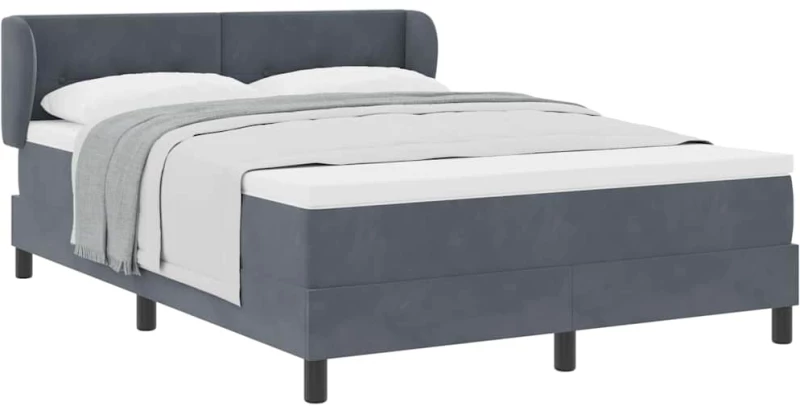 vidaXL Κρεβάτι Box Spring με Στρωση Στρώμα Σκούρο Γκρι 160x200 εκ. Βελούδο