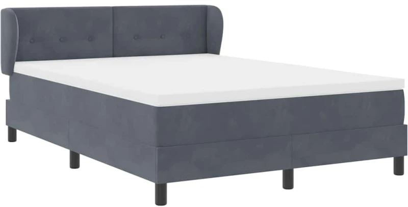 vidaXL Κρεβάτι Box Spring με Στρωση Στρώμα Σκούρο Γκρι 160x200 εκ. Βελούδο