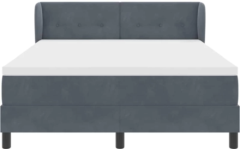 vidaXL Κρεβάτι Box Spring με Στρωση Στρώμα Σκούρο Γκρι 160x200 εκ. Βελούδο
