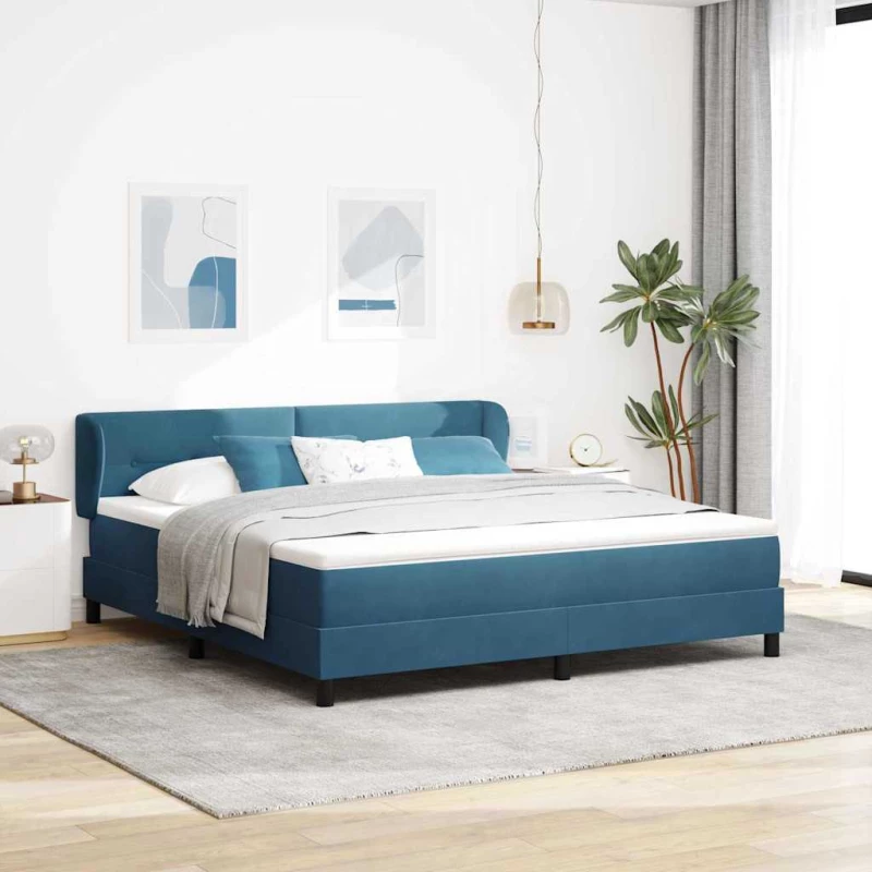 vidaXL Κρεβάτι με στρώμα Σκούρο Μπλε 180x200 εκ Βελούδο