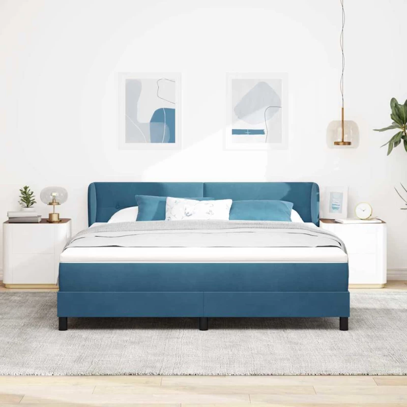 vidaXL Κρεβάτι με στρώμα Σκούρο Μπλε 180x200 εκ Βελούδο