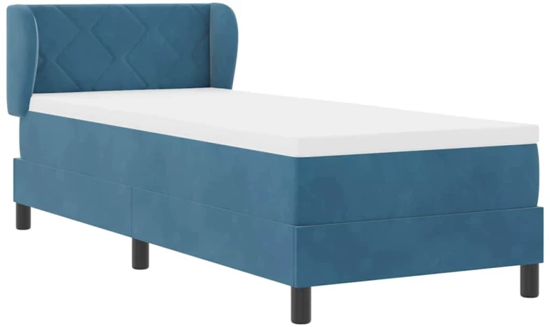κρεβάτι Box Spring με μαξιλάρι vidaXL σκούρο μπλε 80x200 εκ. βελούδο
