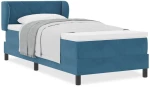 Κρεβάτι Box Spring με Στρώμα vidaXL Μπλε Σκούρο 100x200 εκ Βελούδο