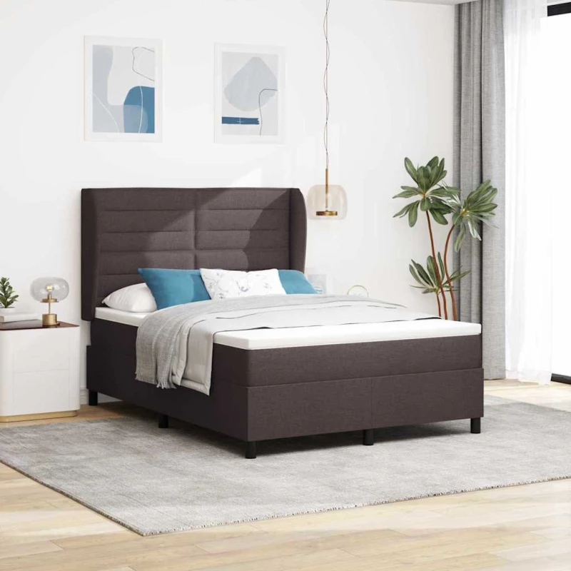 vidaXL Σκελετός Κρεβατιού με Στρώμα Καφέ 140 x 200 εκ, Ύφασμα.
