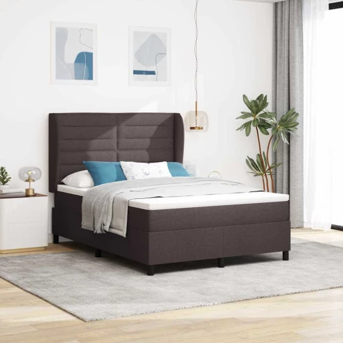 vidaXL Σκελετός Κρεβατιού με Στρώμα Καφέ 140 x 200 εκ, Ύφασμα.
