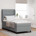 Κρεβάτι Box Spring με Στρώμα vidaXL Ανοιχτό Γκρι 90x200 εκ Υφάσματος