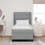 Κρεβάτι Box Spring με Στρώμα vidaXL Ανοιχτό Γκρι 90x200 εκ Υφάσματος