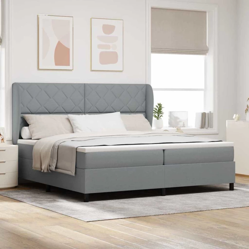 vidaXL Κρεβάτι με Ελατήρια και Στρώμα - Λαδί, 200x200 cm Υφάσματος