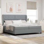 vidaXL Κρεβάτι με Ελατήρια και Στρώμα - Λαδί, 200x200 cm Υφάσματος