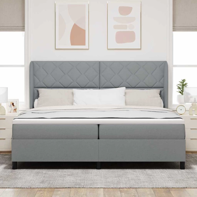 vidaXL Κρεβάτι με Ελατήρια και Στρώμα - Λαδί, 200x200 cm Υφάσματος