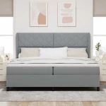 vidaXL Κρεβάτι με Ελατήρια και Στρώμα - Λαδί, 200x200 cm Υφάσματος