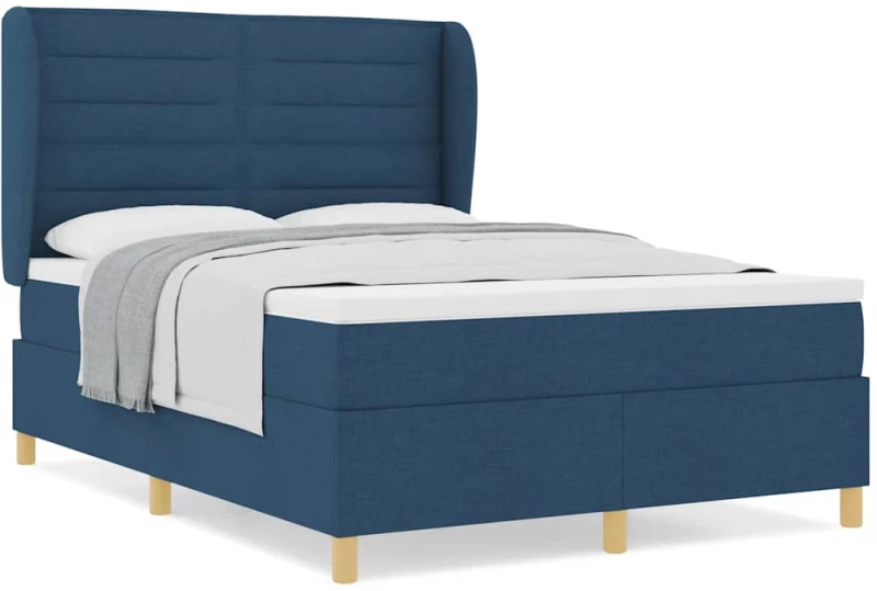 Κρεβάτι Box Spring vidaXL με Στρώμα Μπλε 140x190 εκ. Υφάσματος