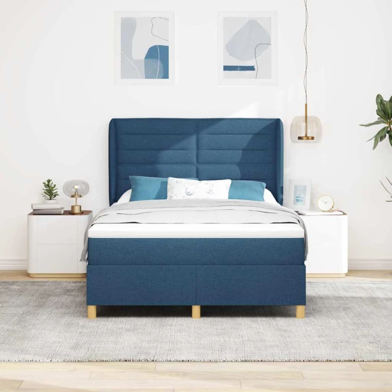 Κρεβάτι Box Spring vidaXL με Στρώμα Μπλε 140x190 εκ. Υφάσματος