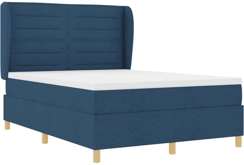 Κρεβάτι Box Spring vidaXL με Στρώμα Μπλε 140x190 εκ. Υφάσματος