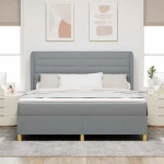 Κρεβάτι Box Spring με Στρώμα vidaXL Ανοιχτό Γκρι 180x200 εκ. Υφάσματος