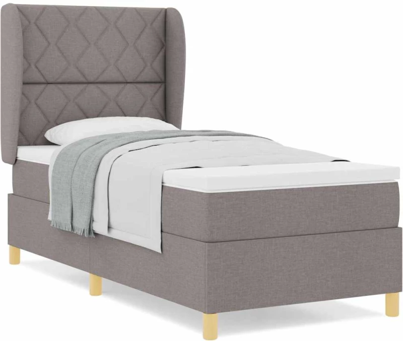vidaXL Κρεβάτι Box Spring με Στρώμα Ταπάζ 90x200 εκ. Υφασμάτινο