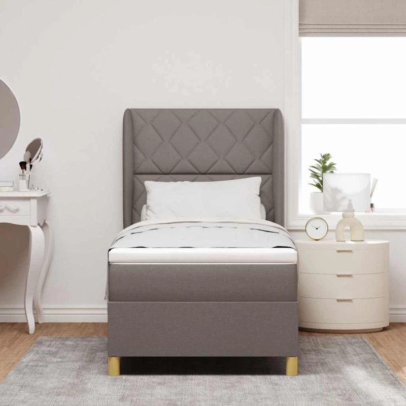 vidaXL Κρεβάτι Box Spring με Στρώμα Ταπάζ 90x200 εκ. Υφασμάτινο