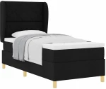 κρεβάτι Box Spring με Στρώμα vidaXL Μαύρο 100x200 εκ. Ύφασμα