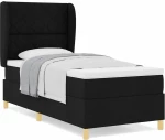 κρεβάτι Box Spring με Στρώμα vidaXL Μαύρο 100x200 εκ. Ύφασμα