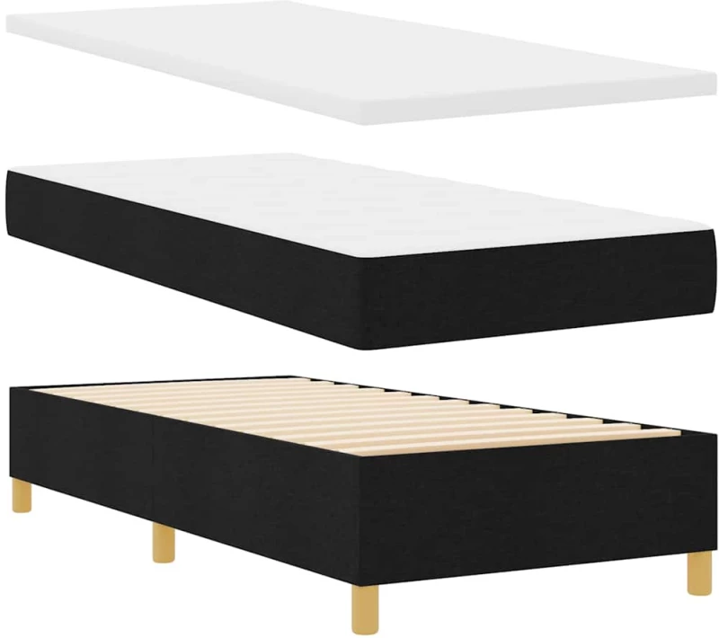 κρεβάτι Box Spring με Στρώμα vidaXL Μαύρο 100x200 εκ. Ύφασμα