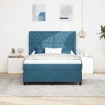 vidaXL Κρεβάτι Box Spring με Στρώμα σε Σκούρο Μπλε - 140x200 εκ - Βελούδο