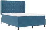 vidaXL Κρεβάτι Box Spring με Στρώμα σε Σκούρο Μπλε - 140x200 εκ - Βελούδο