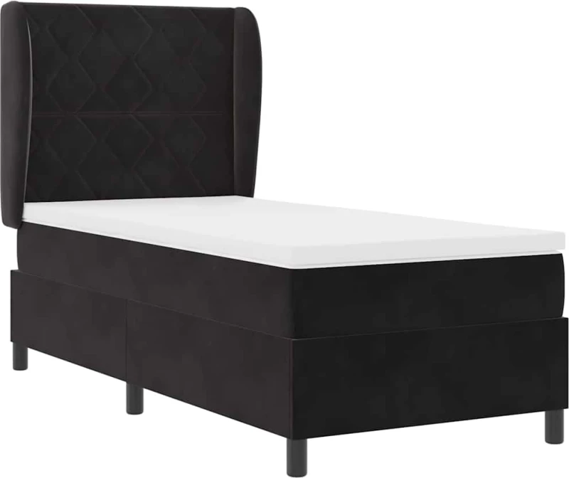 vidaXL Κρεβάτι με ελατήρια και στρώμα Μαύρο 100 x 200 εκ Βελούδο