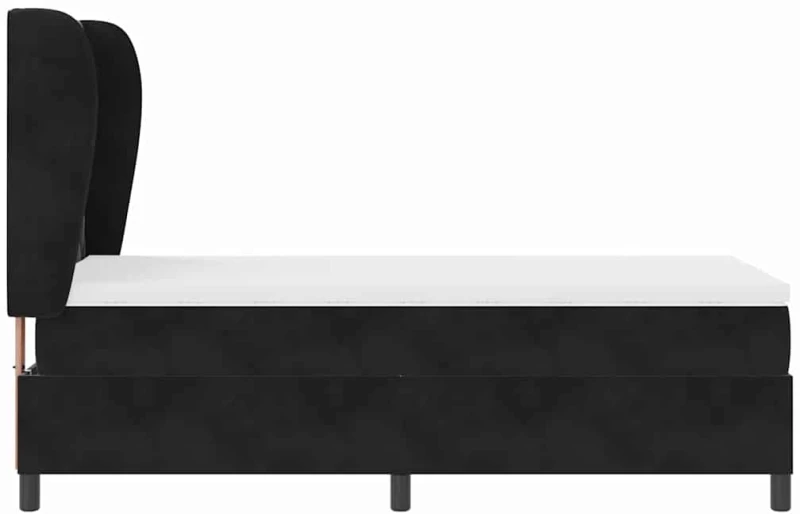 vidaXL Κρεβάτι με ελατήρια και στρώμα Μαύρο 100 x 200 εκ Βελούδο