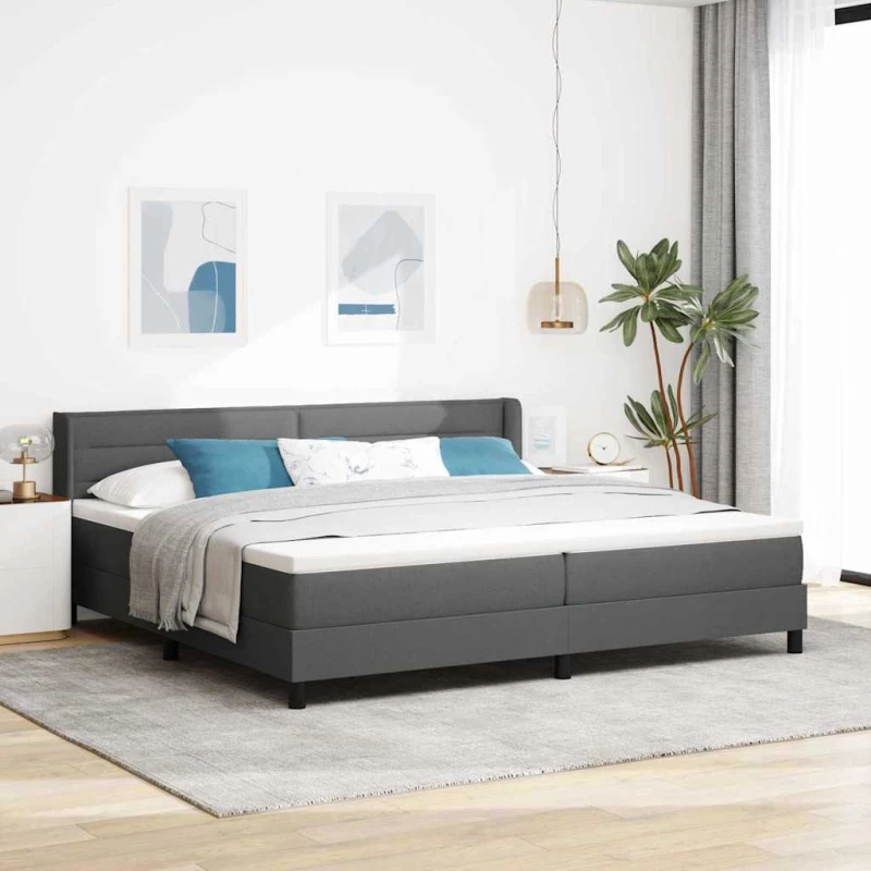 vidaXL Κρεβάτι Box Spring με Στρώμα σε Σκούρο Γκρι, 200 x 200 cm, Ύφασμα