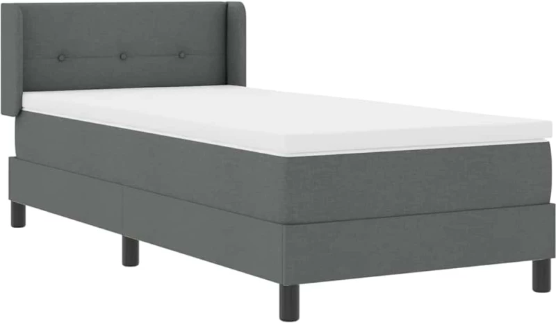 vidaXL Κρεβάτι Box Spring με Ματ σε Σκούρο Γκρι 90x190 εκ