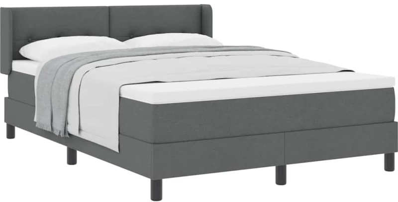 vidaXL Κρεβάτι Box Spring με Στρώμα, Σκούρο Γκρι, 140 x 190 εκ, Υφασμα