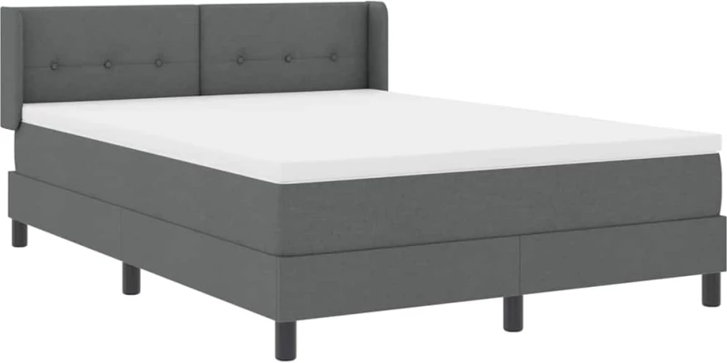 vidaXL Κρεβάτι Box Spring με Στρώμα, Σκούρο Γκρι, 140 x 190 εκ, Υφασμα
