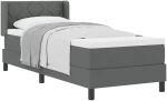 vidaXL Κρεβάτι Box Spring με Στρώμα – Σκούρο Γκρι, 80 x 200 εκ., ύφασμα