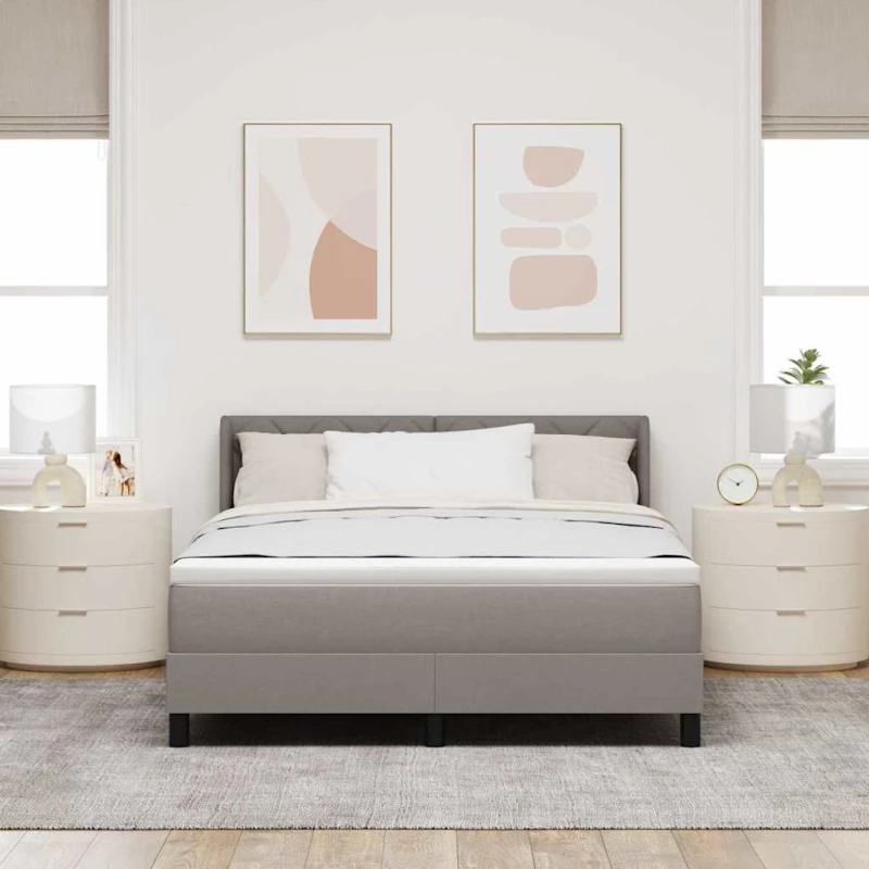 vidaXL Κρεβάτι Box Spring με Στρώμα σε Ταμπά - 160 x 200 εκ. Ύφασμα