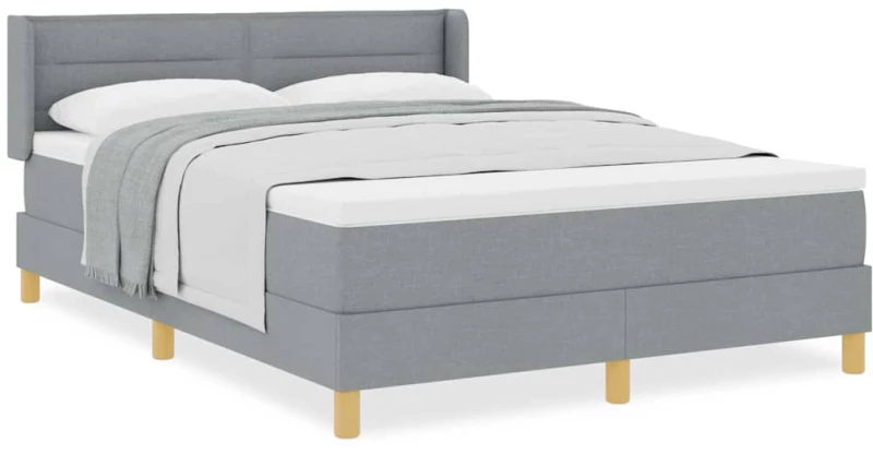 vidaXL Κρεβάτι Box Spring σε Ανοιχτό Γκρι, 140 x 200 cm Υφασμάτινη