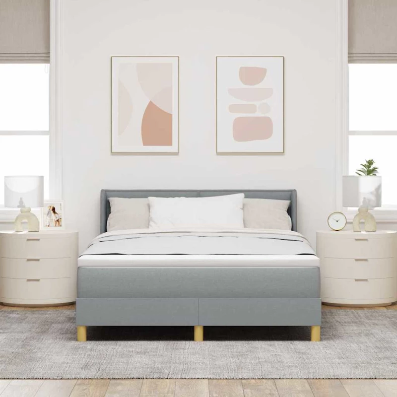 vidaXL Κρεβάτι Box Spring σε Ανοιχτό Γκρι, 140 x 200 cm Υφασμάτινη